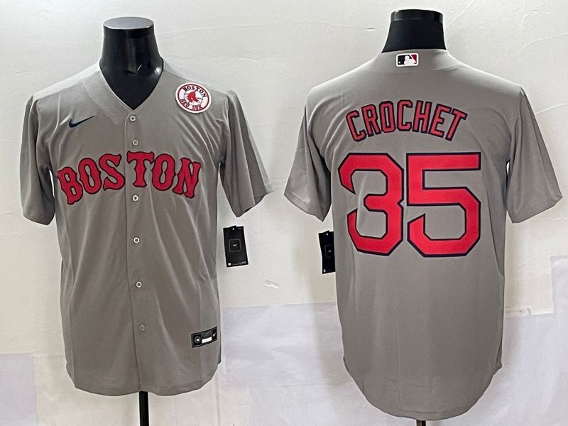 Men Boston Red Sox #35 Crochet Grey Game 2025 Nike MLB Jersey style 008